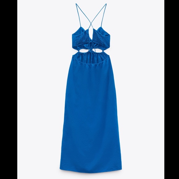 Zara CUT OUT LINEN BLEND DRESS - Picture 13 of 16